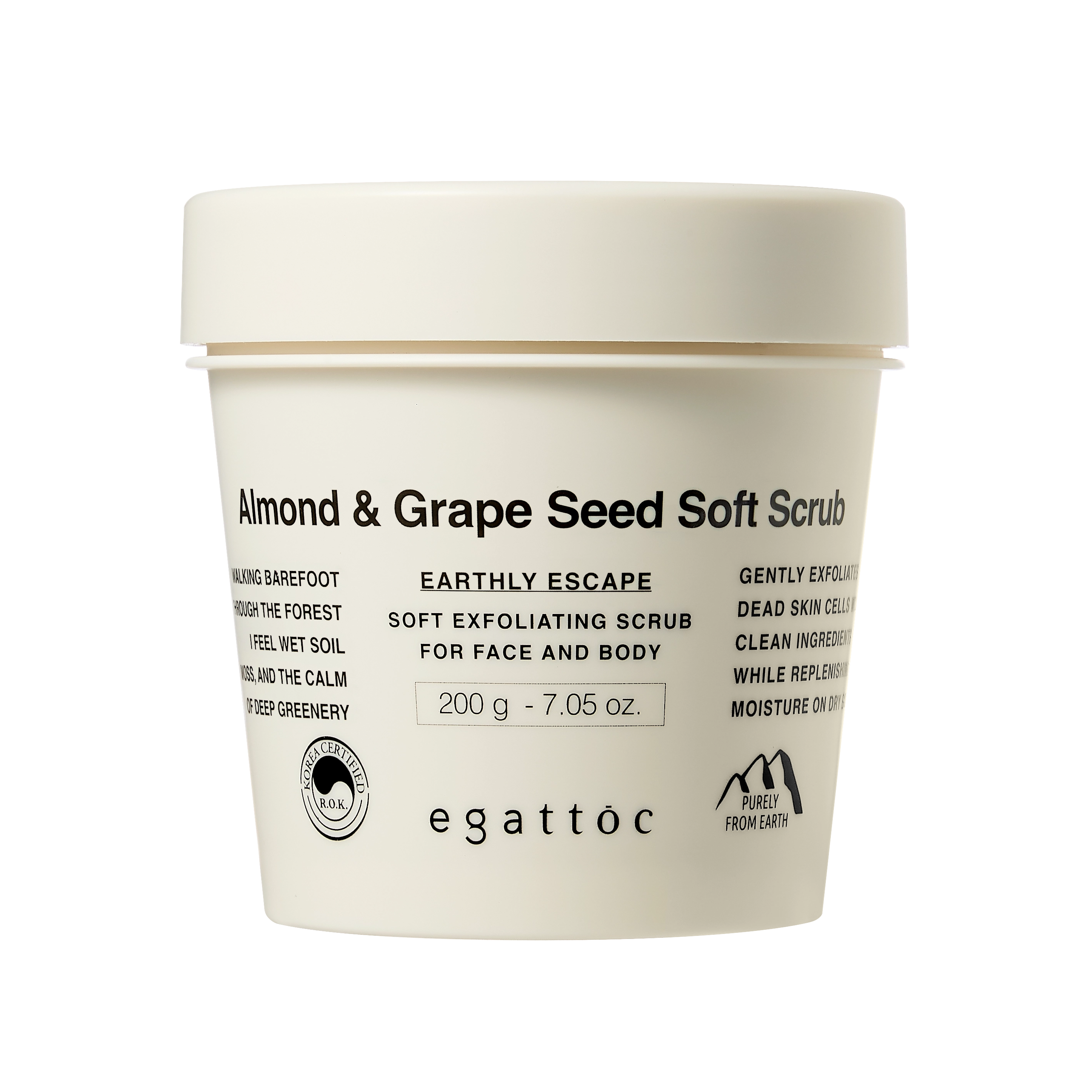 EGATTOC Almond & Grape Seed Soft Scrub (EARTHLY ESCAPE) 200g